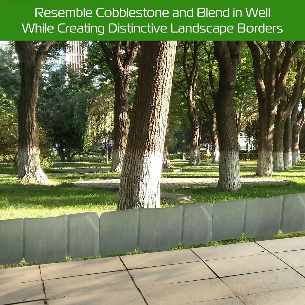 20 PCS Cobbled Stone Effect Plastic Garden Lawn Border Edging