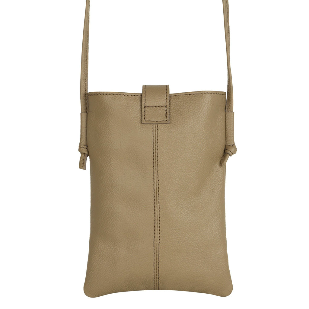 Jennie Small crossbody bag w/ slim strap closure & tassel - Light Brown
