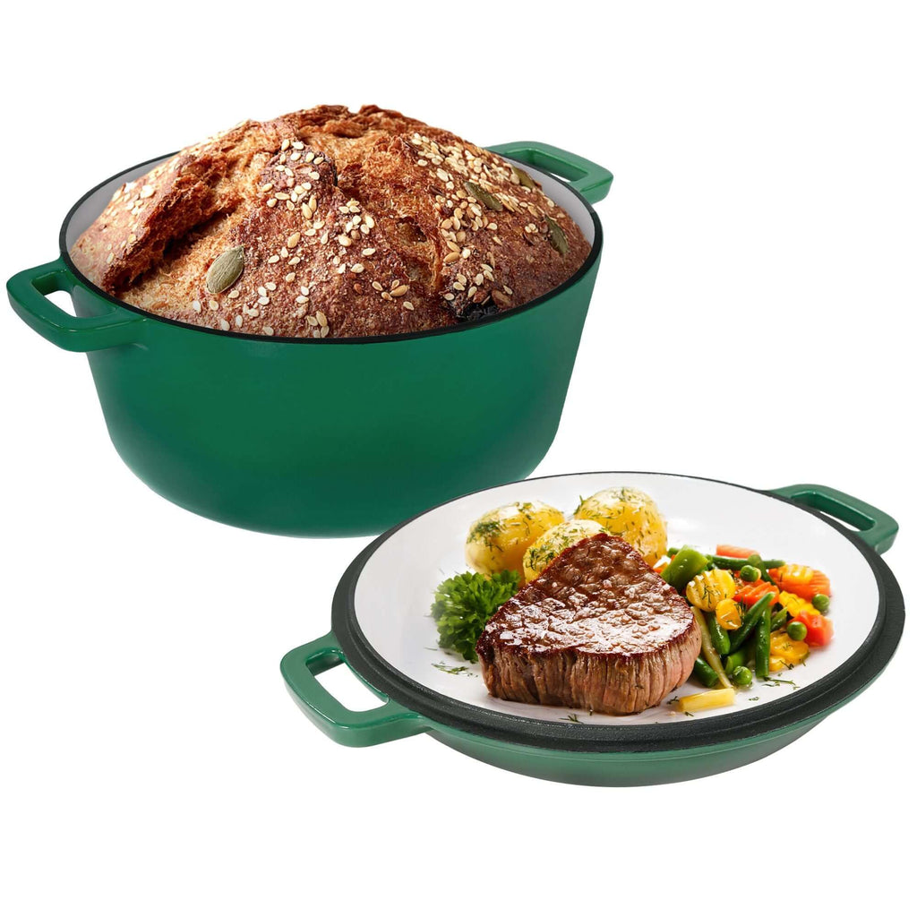 Enameled Cast Iron Dutch Oven with Serving Lid + ENCLOSED THERMAL CIRCLE Design