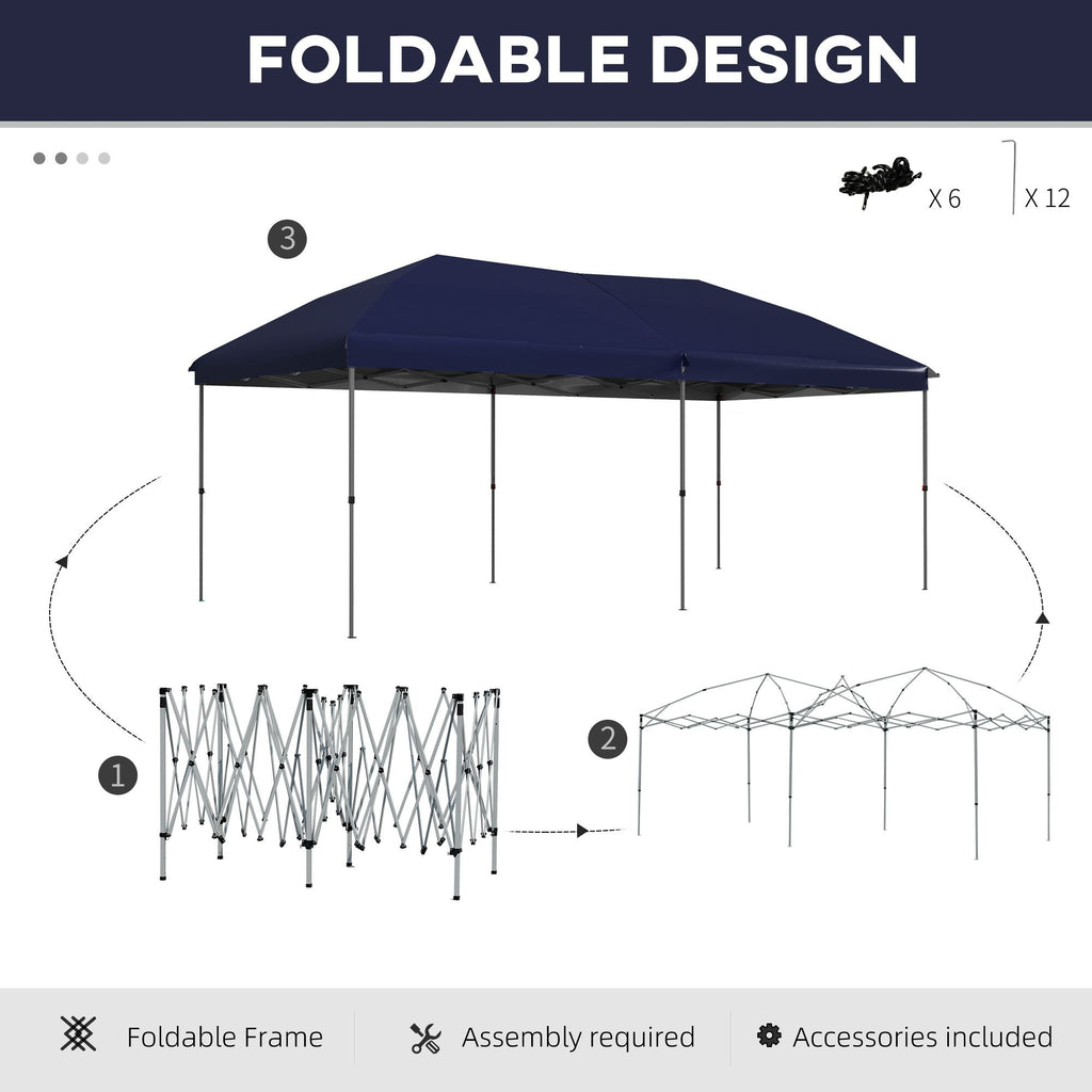 Outsunny 10' x 19' Pop Up Canopy with Easy Up Steel Frame, 3-Level Height Adjustable Event Party Tent with Carrying Bag