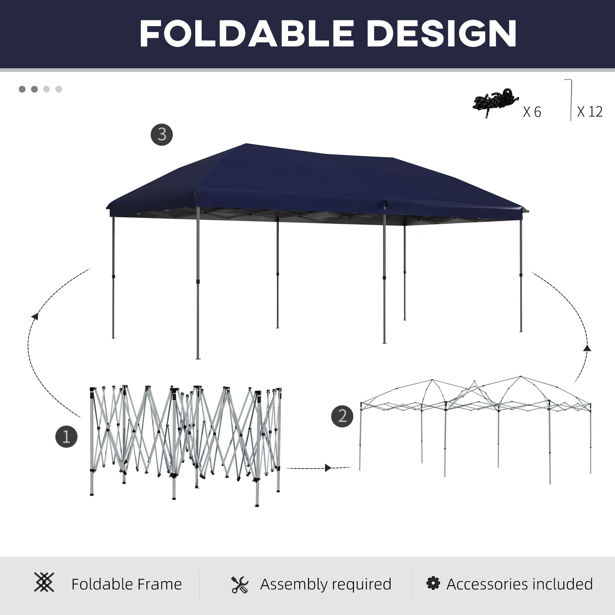 Outsunny 10' x 19' Pop Up Canopy with Easy Up Steel Frame, 3-Level Height Adjustable Event Party Tent with Carrying Bag