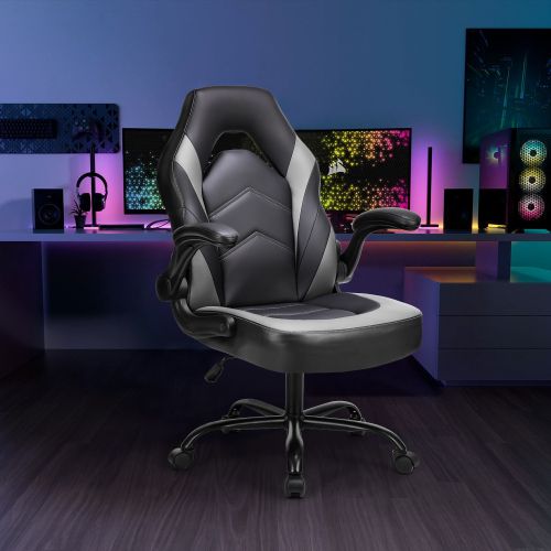 Ergonomic Office Computer Home Gaming Desk Chair Adjustable PU Leather Racing Chair Flip-up Armrest For Christmas Furniture