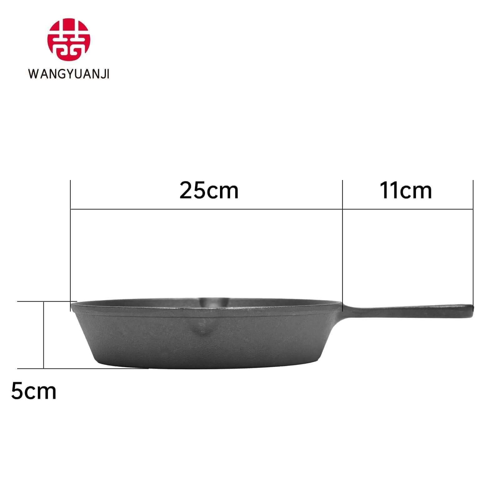 WANGYUANJI Cast Iron Grill Pan, 9.8" Uncoated Skillet with Handle, Multifunctional for Home Use, Outdoor Camping Grill, Steak, Omelette