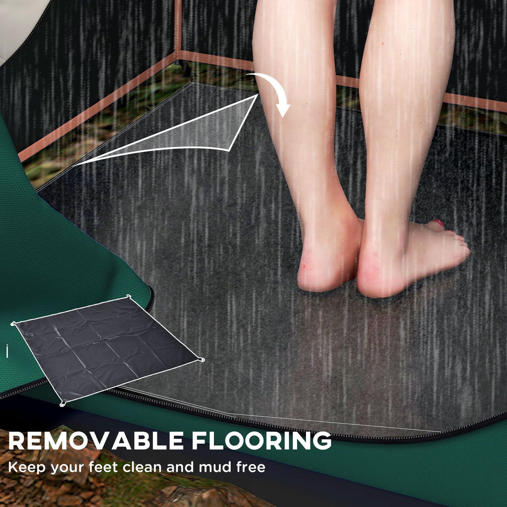 Camping Shower Tent, Portable Privacy Shelter with Solar Shower Bag, Removable Floor and Carrying Bag, Green