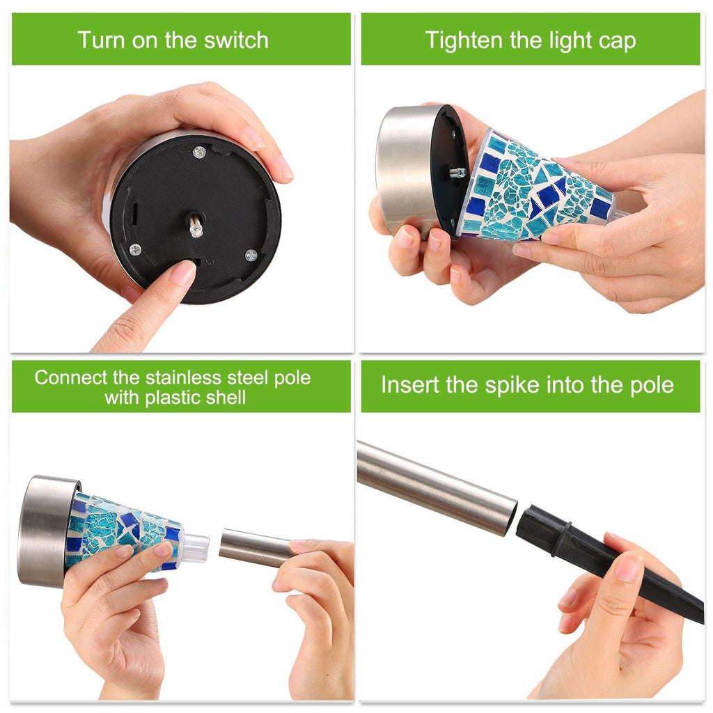 6Packs Solar Garden Lights Outdoor Solar Pathway Lights IP44 Water-resistant Landscape Lights 8Hrs Lawn Lamps for Yard Driveway Walkway