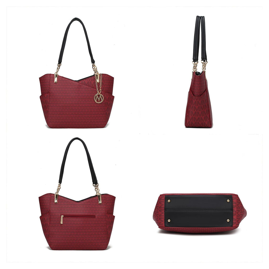 MKF Collection Jules M Logo Printed Vegan Leather Women Tote Bag by Mia k