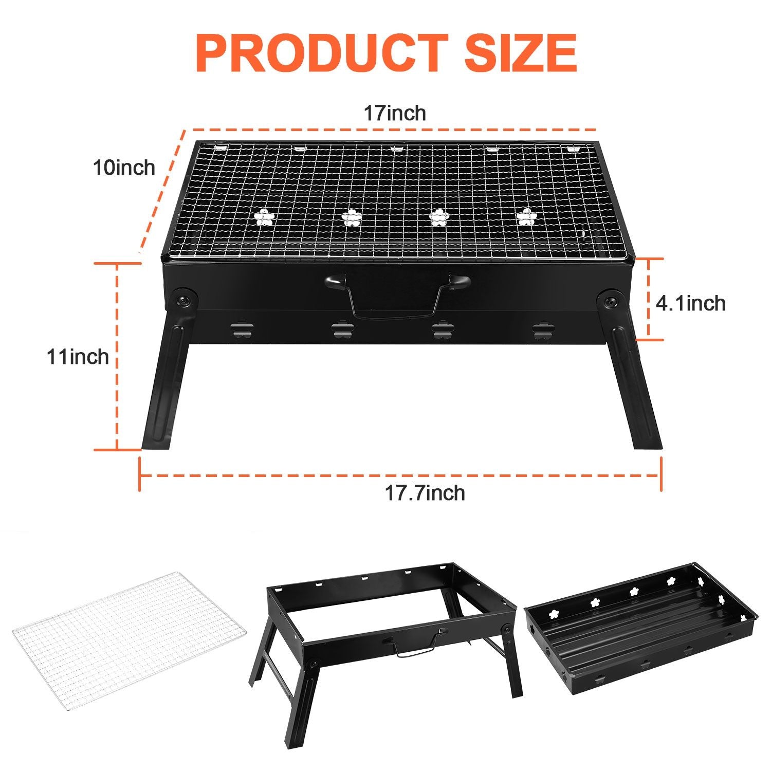 Portable BBQ Grill Foldable Charcoal Grill Lightweight Smoker Grill for Camping Picnics Garden Grilling
