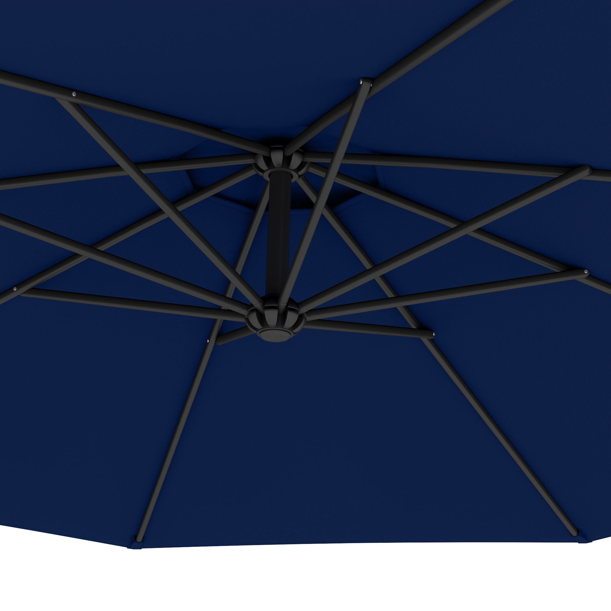 Outsunny 10' Cantilever Tilt Offset Patio Umbrella w/ UV & Water Safe Material & Cross Base (Weight Not Included), Navy Blue