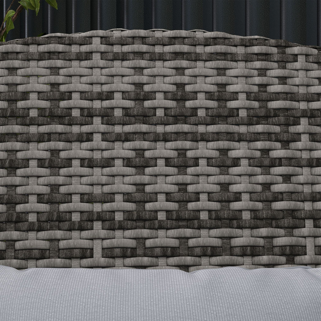 Outsunny Wicker Adirondack Chair for 2 with Cushions & Footrests, PE Rattan Double Chaise Lounge Chair, Fire Pit Chair for Porch with High-back, Wide Armrests, Mixed Gray