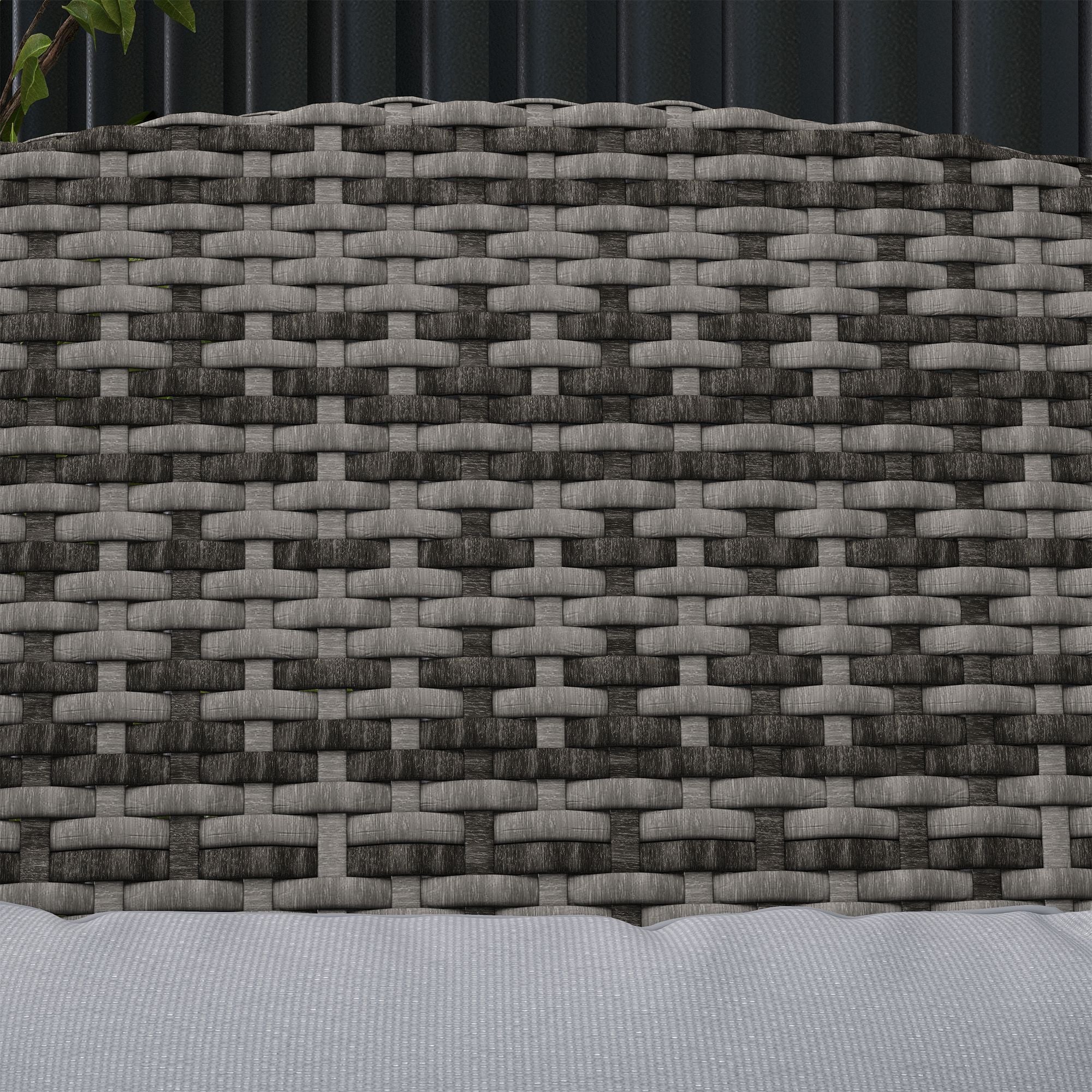 Outsunny Wicker Adirondack Chair for 2 with Cushions & Footrests, PE Rattan Double Chaise Lounge Chair, Fire Pit Chair for Porch with High-back, Wide Armrests, Mixed Gray