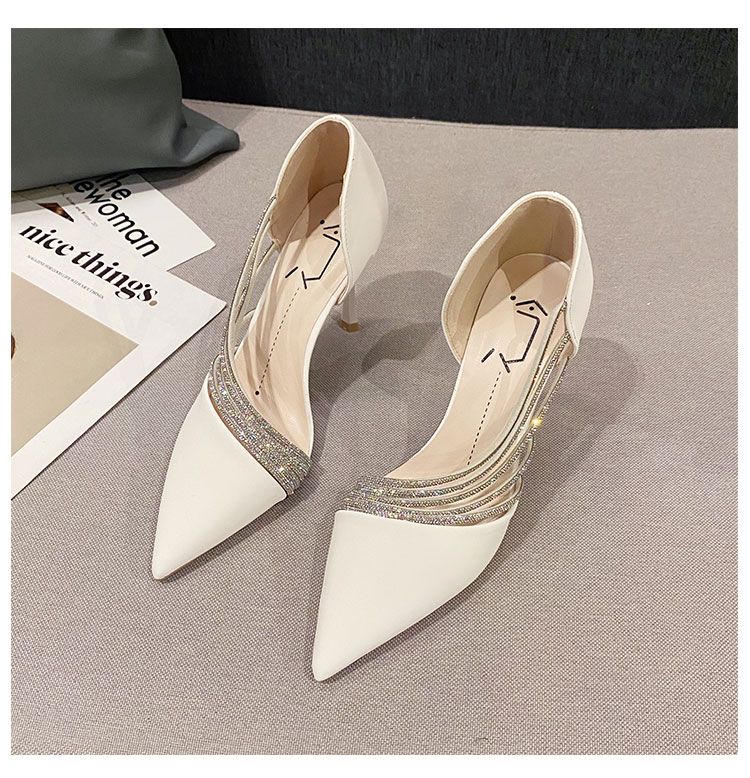 Women's Pumps; Evening Party High Heels Ladies Pointed Toe Nude Leather Black Suede Gold Patent Leather Strappy