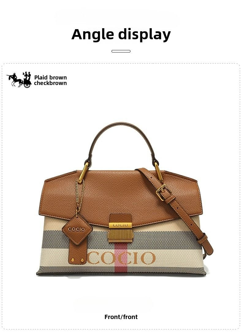 New advanced texture plaid handbag live hot models of fashion women's bags simple versatile new tide