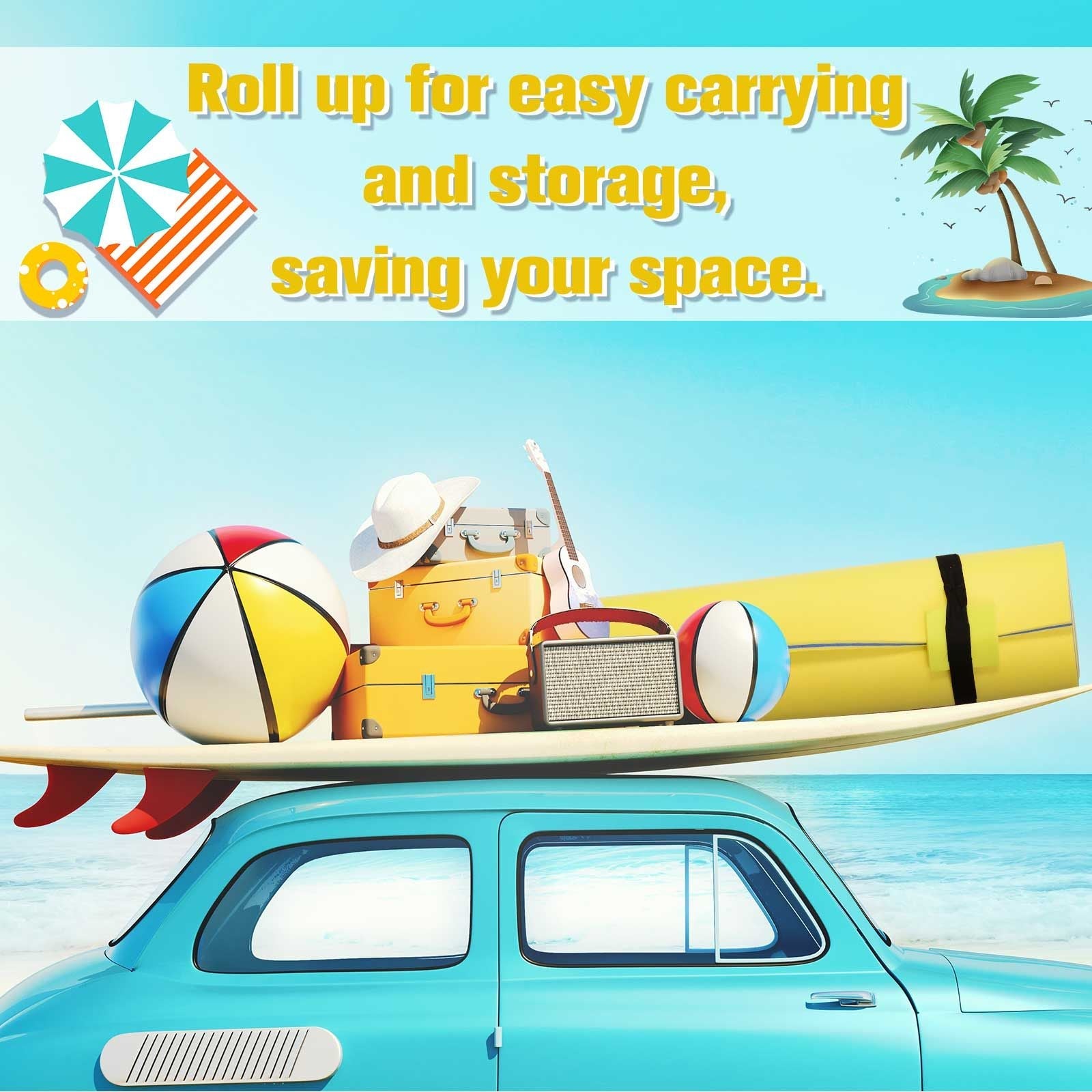 Floating Water Mat 10' x 5' 3-Layer Pool Float Foam Raft Thick for Swimming Lake Ocean Yellow