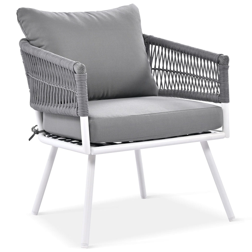 4-Piece Patio Furniture Set, Outdoor Furniture with Acacia Wood Table, Patio Conversation Set with Deep Seating & Thick Cushion for Backyard Porch Balcony