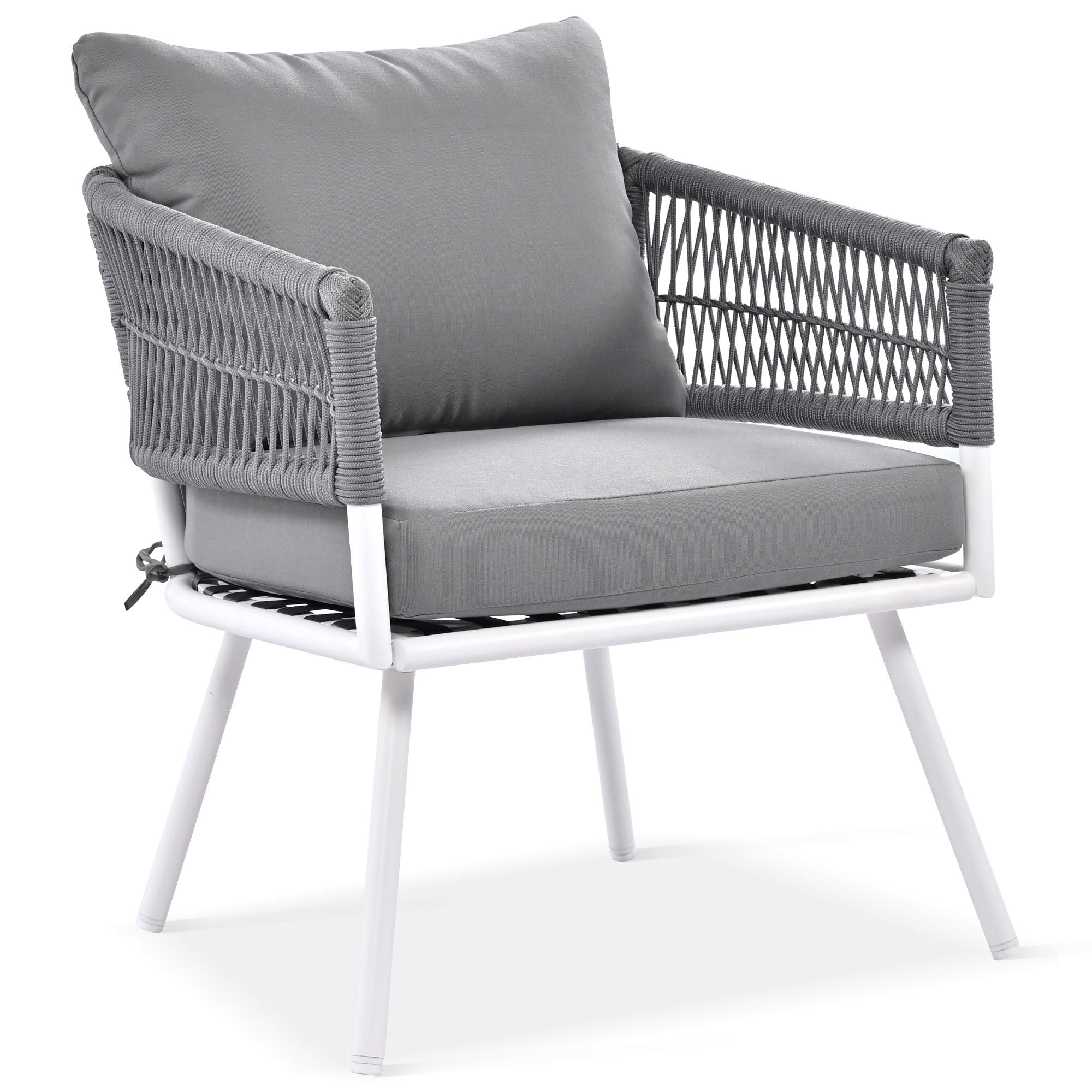 4-Piece Patio Furniture Set, Outdoor Furniture with Acacia Wood Table, Patio Conversation Set with Deep Seating & Thick Cushion for Backyard Porch Balcony