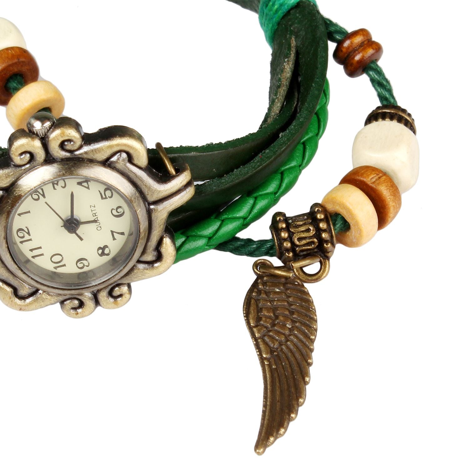 Beautiful Bohemian Style Retro Handmade Leather Angel Wing Women's Watches