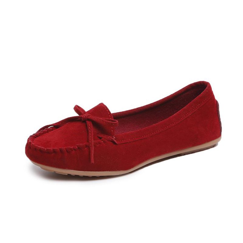 Women's Loafers Flat Shoes for Women Slip on Moccasions Casual Ballet Flats Bowtie Suede Female Shallow Ladies Shoe 2021