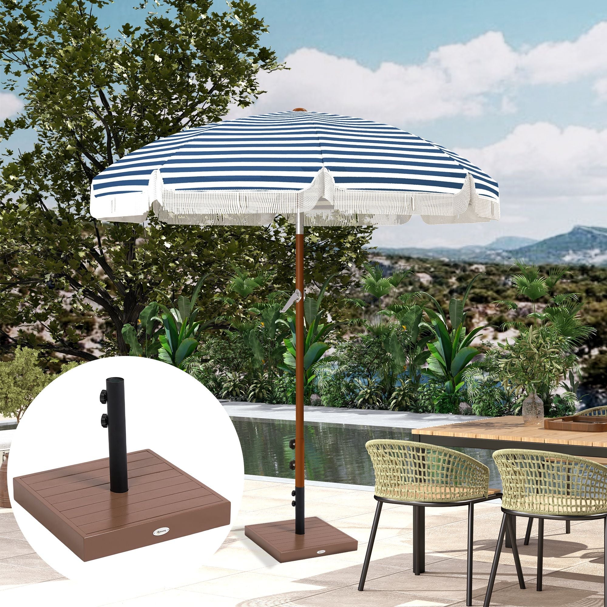 Outsunny Square Patio Umbrella Base, 42 lbs Concrete Heavy Duty Umbrella Base with Holder for 1.25"/1.5" Poles for Outdoor, Lawn, Poolside, Coffee