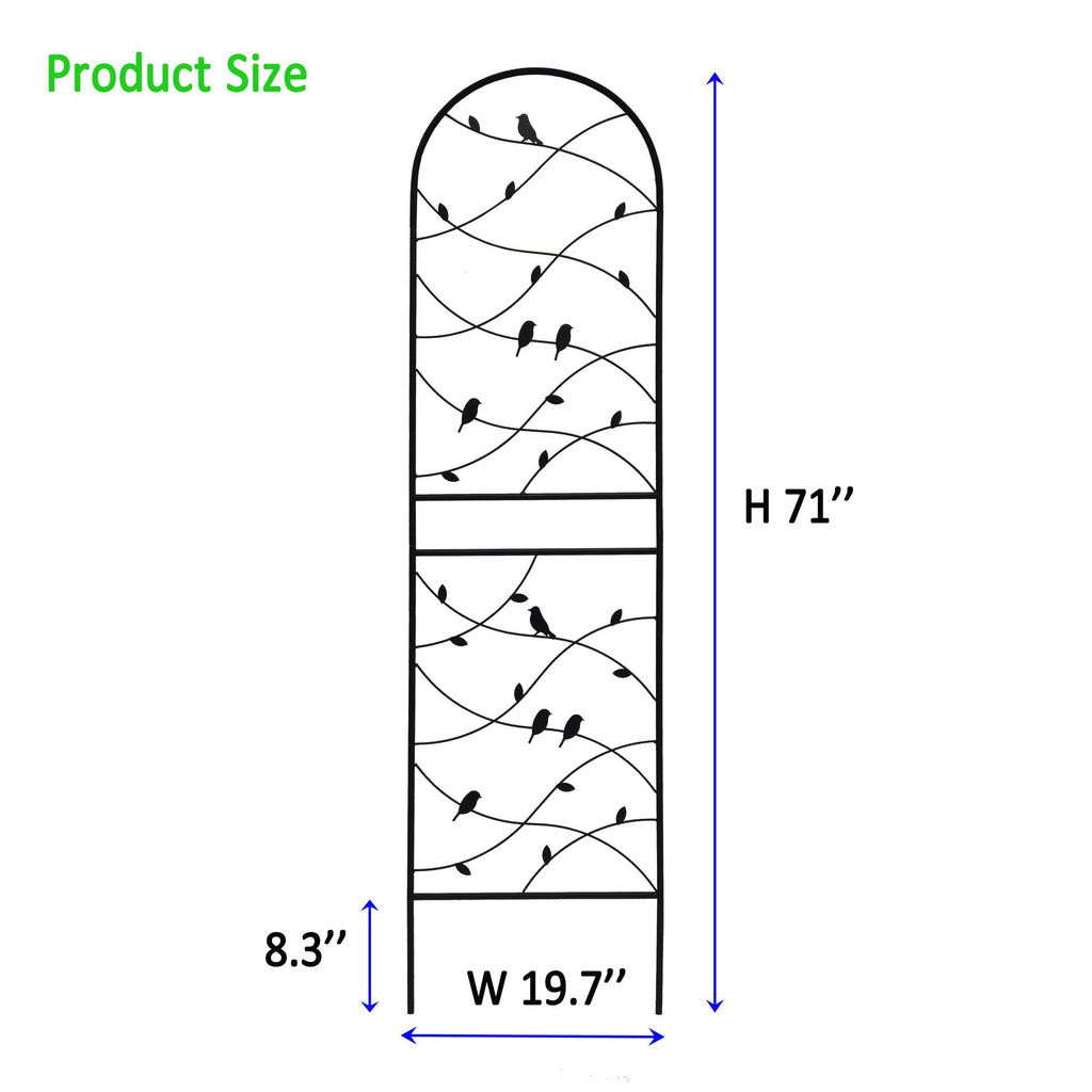 4 Pack Metal Garden Trellis 71" x 19.7" Rustproof Trellis for Climbing Plants Outdoor Flower Support Bird Deco Black