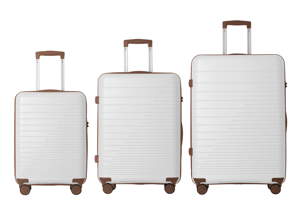 Luggage Set 3 Piece, PP Hardshell Carry on Suitcase with Spinner Wheels & TSA Lock, Lightweight Suitcases for Business, Trip, (20"/24"/28"), White