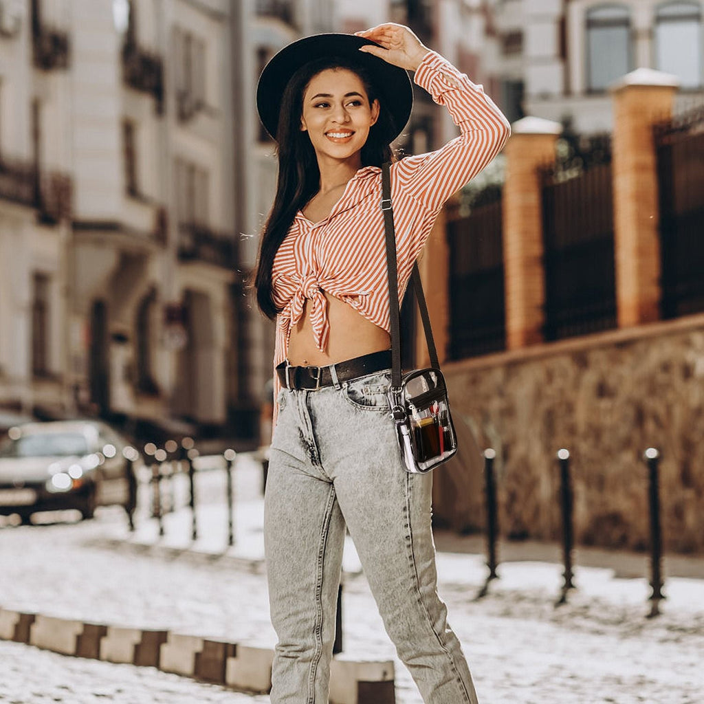 Clear Crossbody Bag Stadium Approved Clear Purse Transparent Small Shoulder Bag See Through Zip Pouch Tote Bag