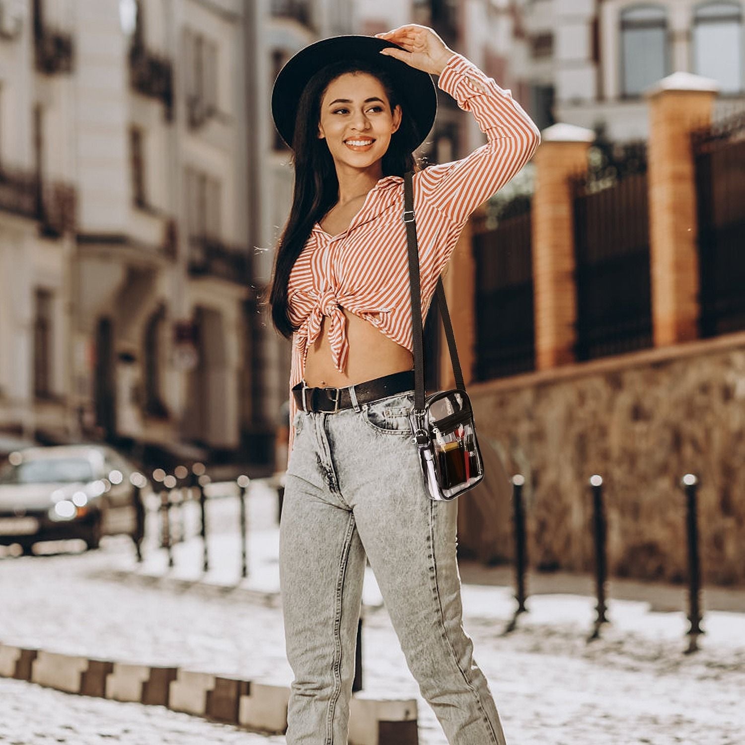 Clear Crossbody Bag Stadium Approved Clear Purse Transparent Small Shoulder Bag See Through Zip Pouch Tote Bag