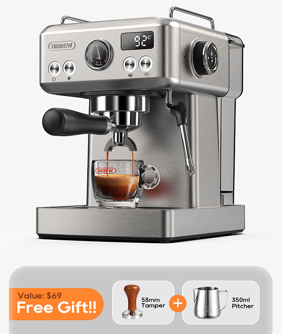 1350W Semi-automatic espresso machine with temperature adjusted mobile filter Cold / hot espresso 20Bar extraction mocha Nestle espresso Steam temperature and cup volume adjustable pre-soaking