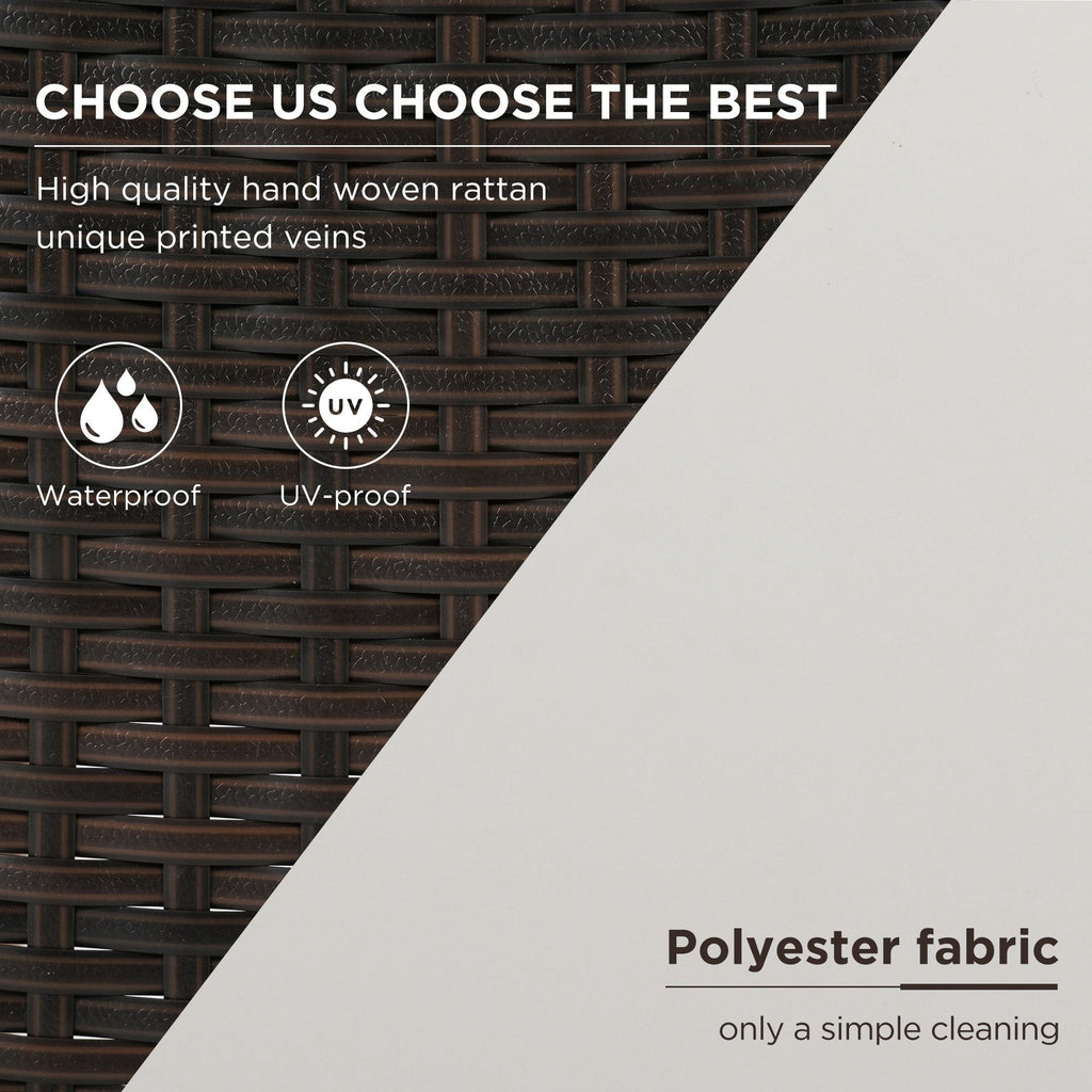 GO 4-Piece Garden Furniture, Patio Seating Set, PE Rattan Outdoor Sofa Set, Wood Table and Legs, Brown and Beige