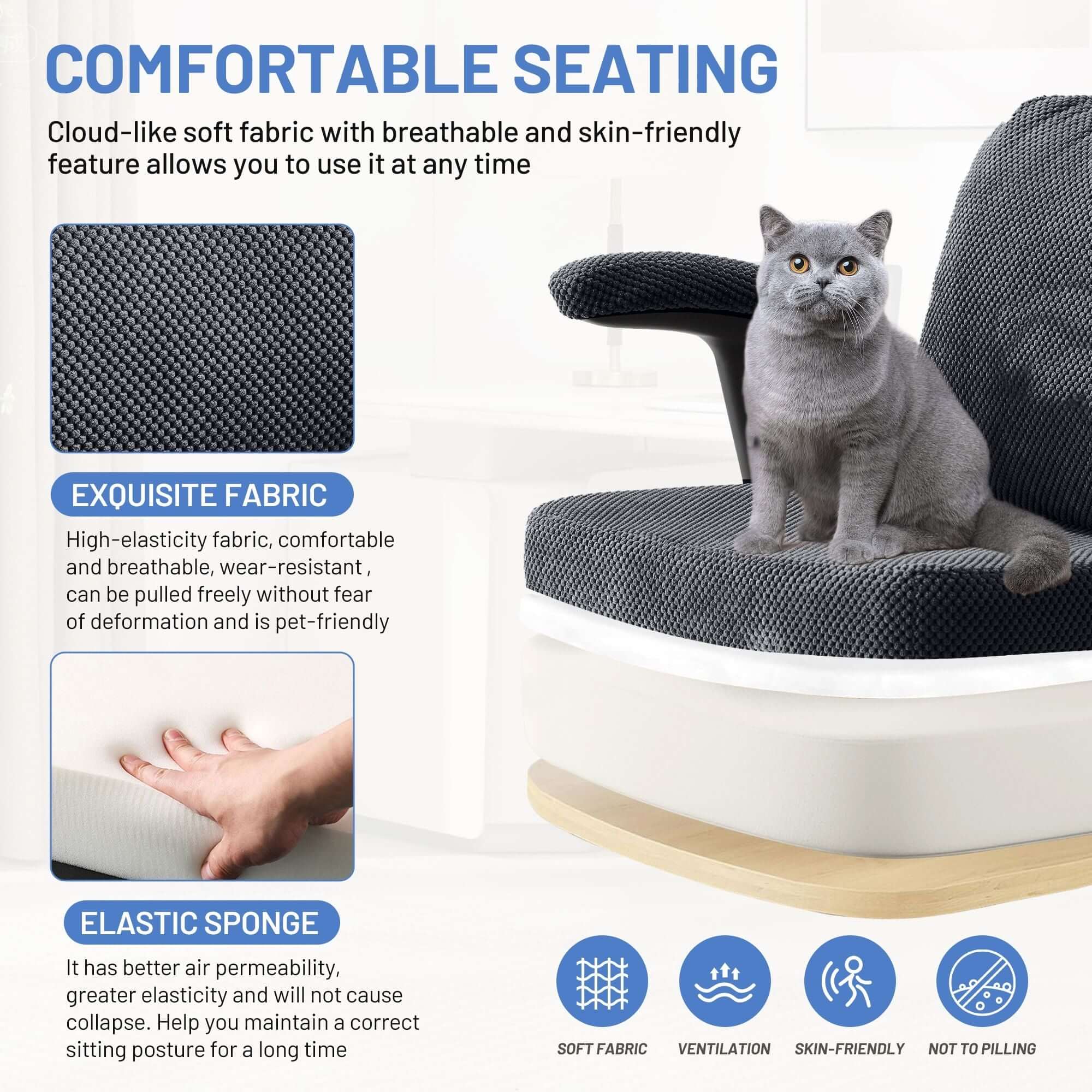 Criss Cross Chair with Wheels and Flip Arms- Comfy Fabric Cross Legged Office Chair with Thick Cushion&Wide Seat, Adjustable Swivel Desk Chair for Home Office, Apartment, Bedroom