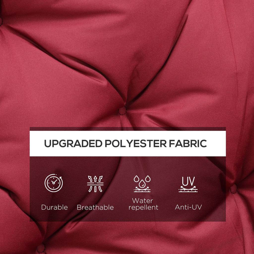 Outsunny Outdoor Bench Cushion Tufted 3-Seater for Swing Chair Patio Sofa Wine Red