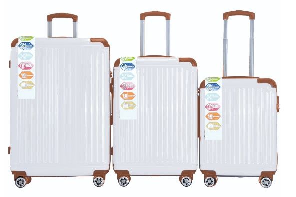 Brown 3-Piece Premium ABS Luggage Set-20", 24", and 28" Suitcases with Multi-Position Handle, Silent Spinner Wheels, and TSA-Approved Lock-Durable, Stylish, and Spacious Travel Gear