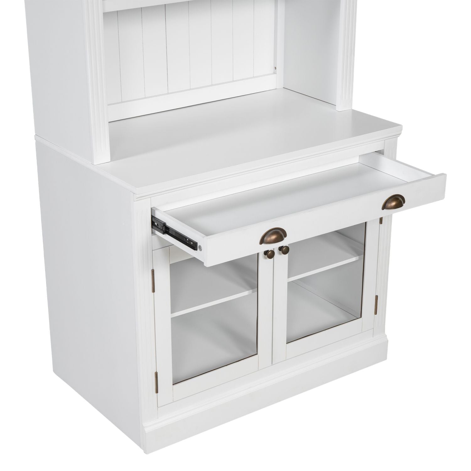 83.4"Tall Bookshelf with LED Lighting, Modern Bookcase with 2 Glass Doors and 1 Drawer,Storage Bookcase with Open Shelves for Living Room,Home Office,White