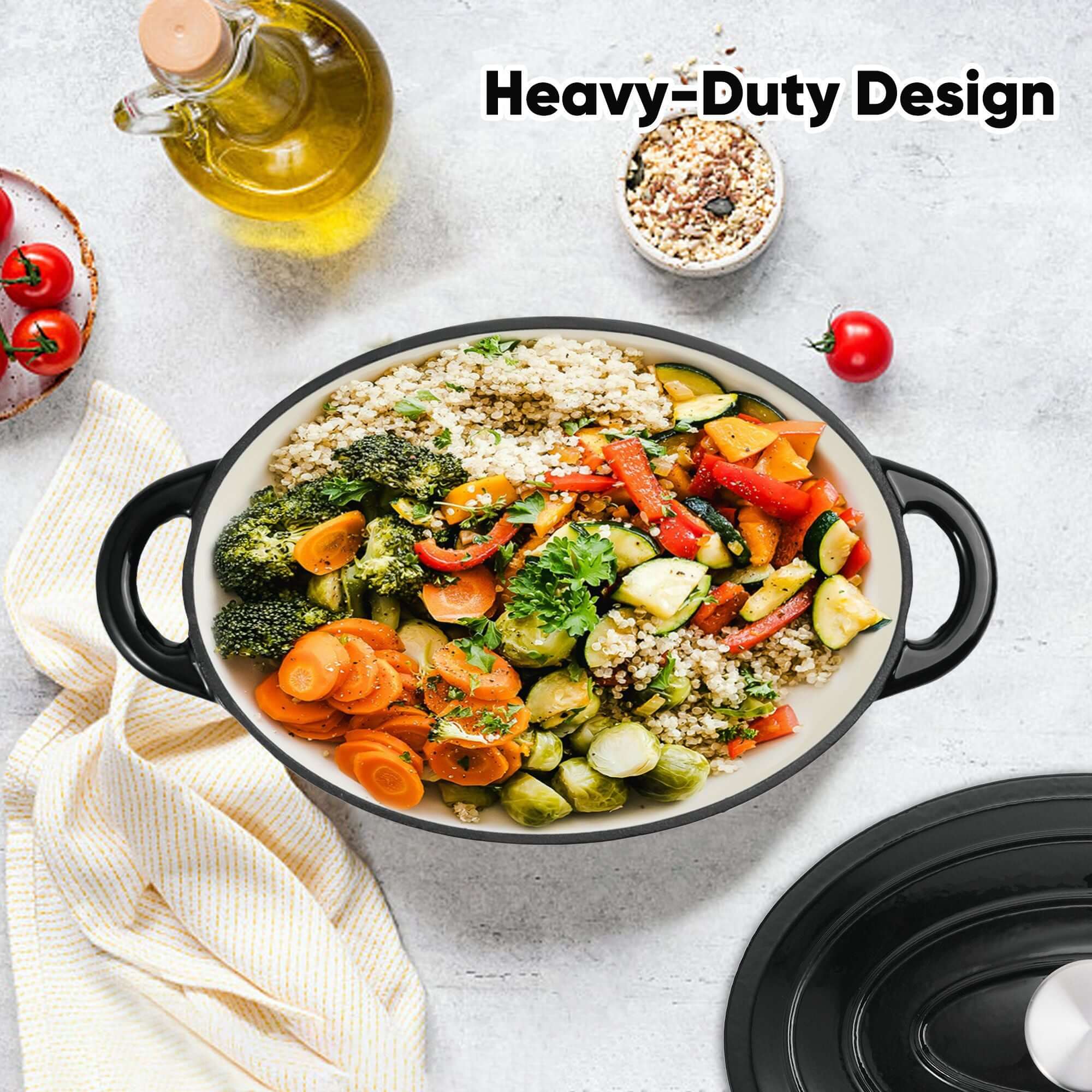 Cast iron soup POTS are suitable for various tools, such as ceramic, gas, induction cookers or barbecue grills. It can be used for cooking, baking and refrigeration.