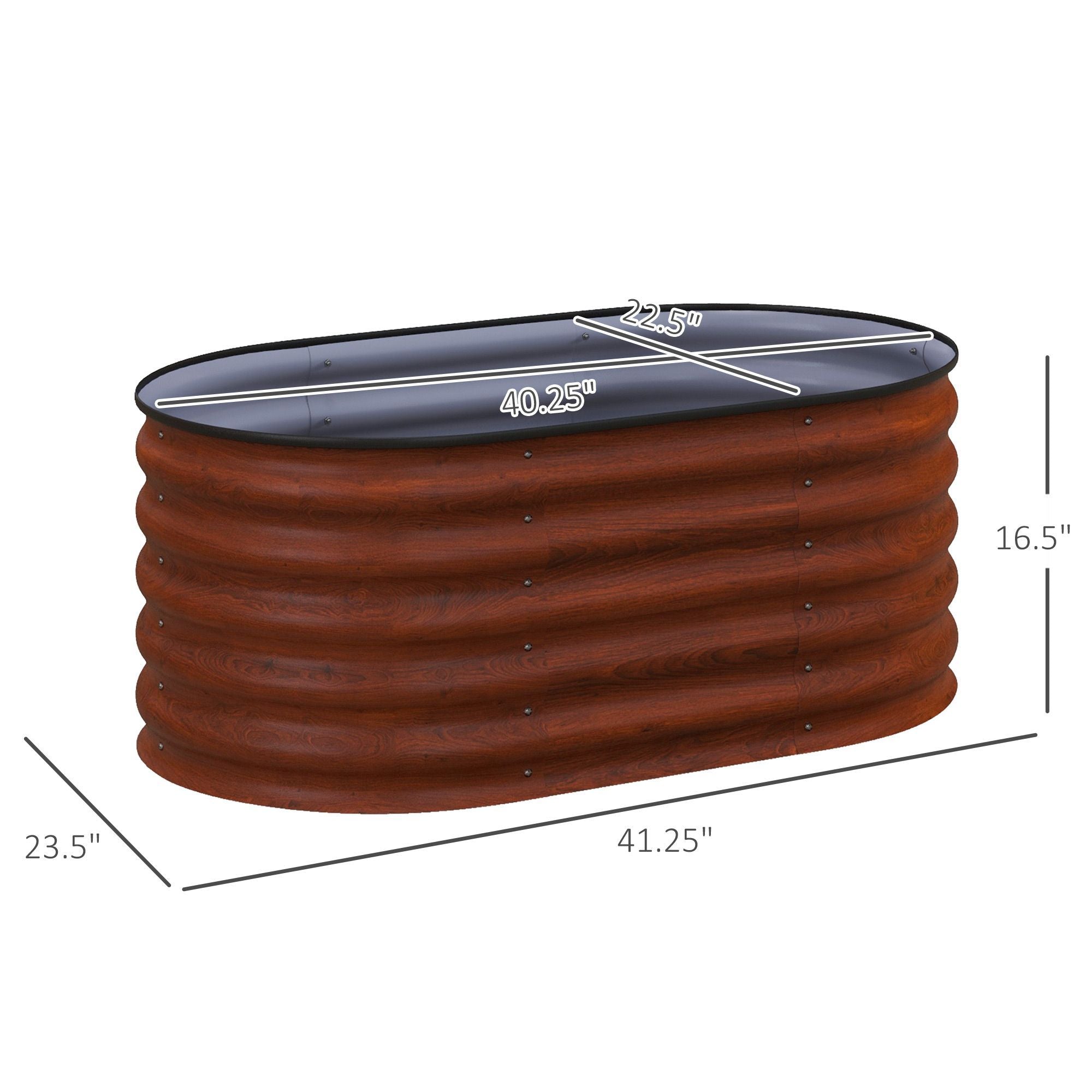 Outsunny 3.5' x 2' x 1.4' Galvanized Raised Garden Bed Kit, Outdoor Metal Elevated Planter Box with Safety Edging, Easy DIY Stock Tank for Growing Flowers, Herbs & Vegetables, Brown