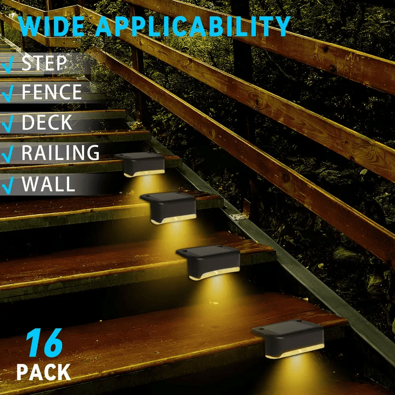 32PCS Solar Deck Lights Outdoor, Solar Step Lights Waterproof Led Solar lights for Outdoor Stairs, Step , Fence, Yard, Patio, and Pathway Family's Gifts (Warm White)