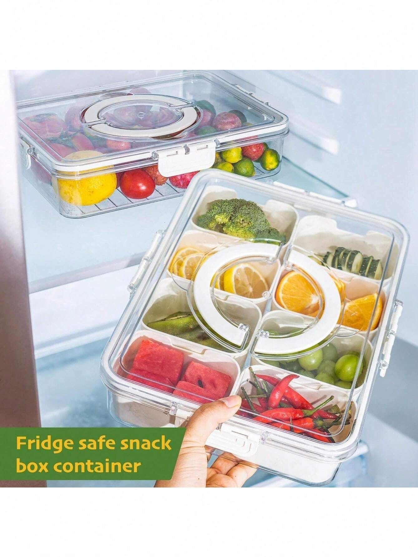 Divided Snack Box With Lid â€?Clear Food Storage Container With Colorful Compartments â€?Reusable Bento Organizer For Snacks, Fruits, Nuts, And Meal Prep