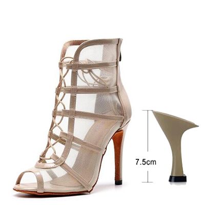 Woman High Top Latin Dance Shoes Red Black Ballroom Dance Boots Women Salsa Tango Dancing Shoes Girls Soft Bottom Party Sandals
