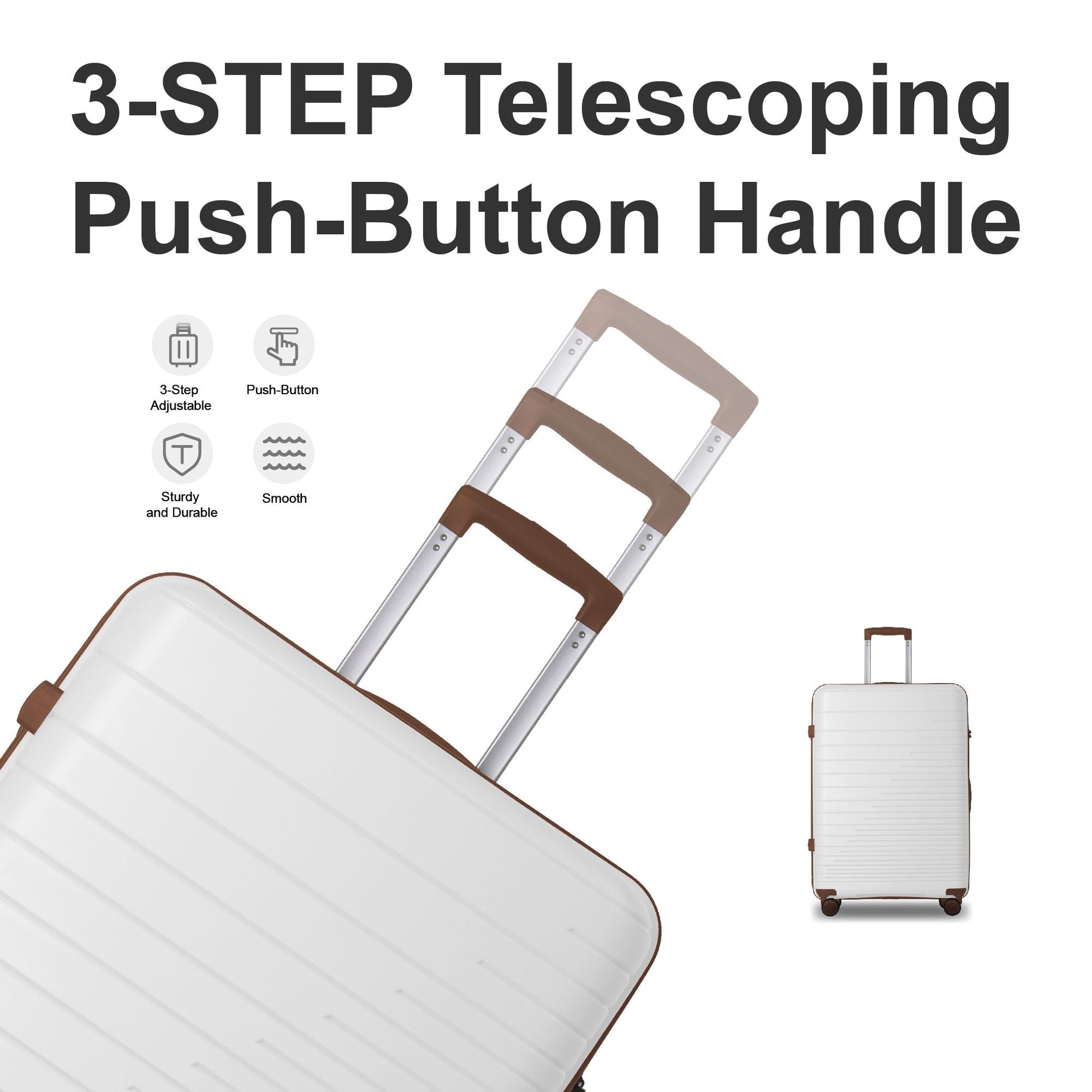 Luggage Set 3 Piece, PP Hardshell Carry on Suitcase with Spinner Wheels & TSA Lock, Lightweight Suitcases for Business, Trip, (20"/24"/28"), White