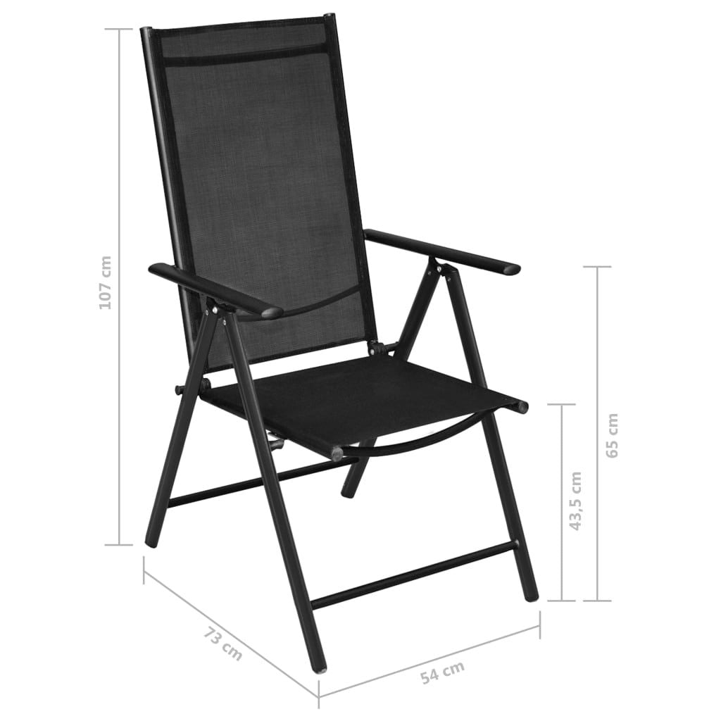 Folding Patio Chairs 4 pcs Aluminum and Textilene Black