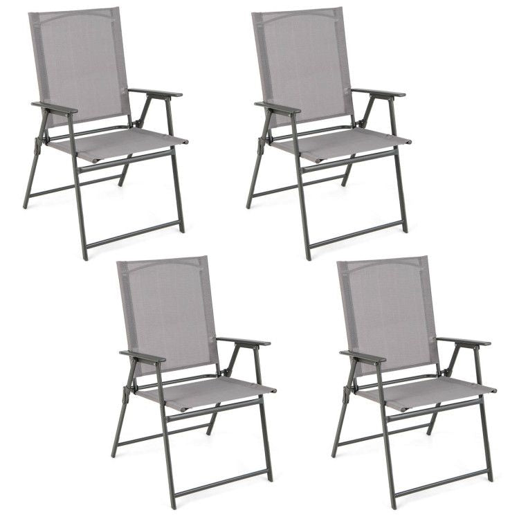 Set of 4 Patio Folding Chair Set with Rustproof Metal Frame