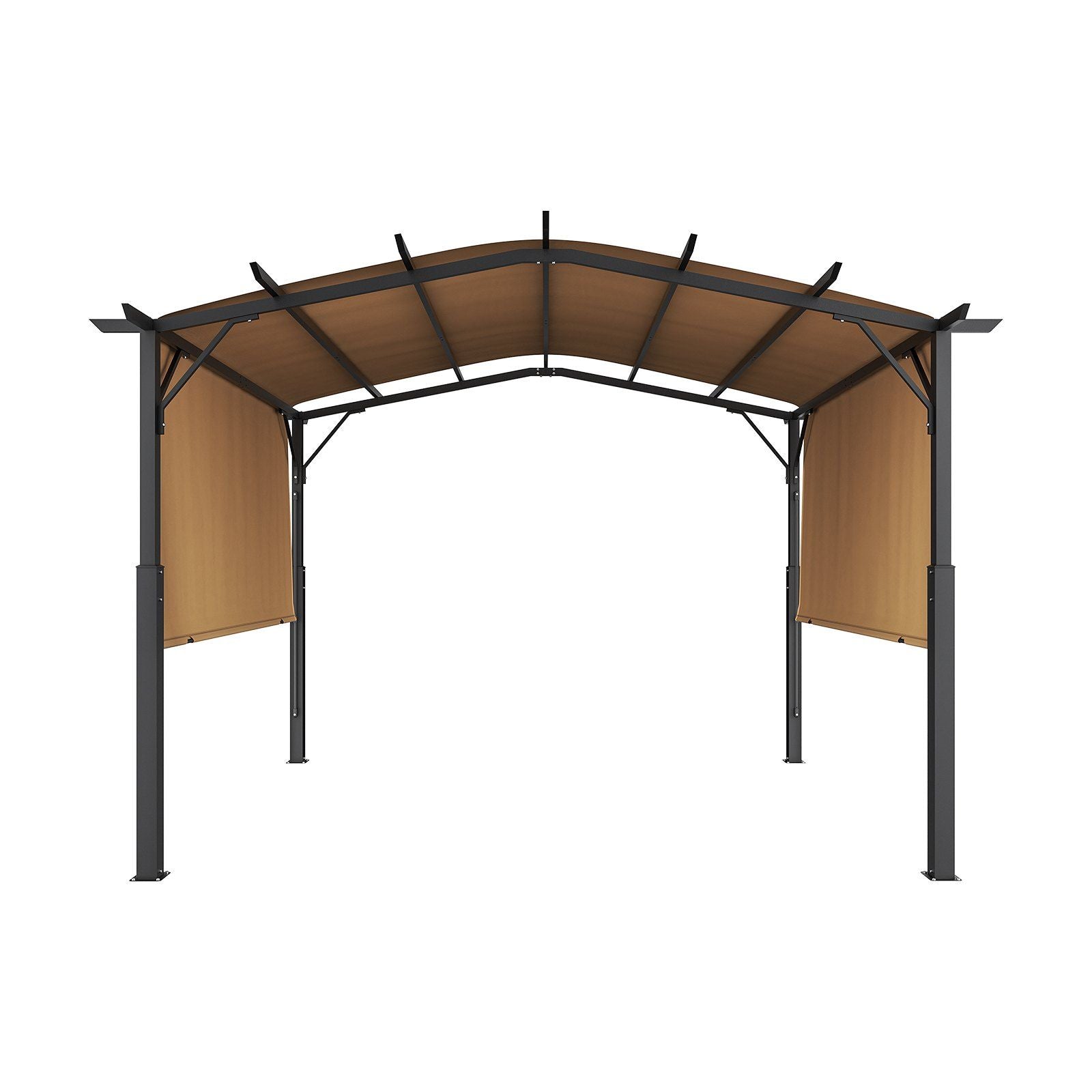 10x10 ft Outdoor Retractable Pergola with Canopy Arched Top Metal Patio Pergola