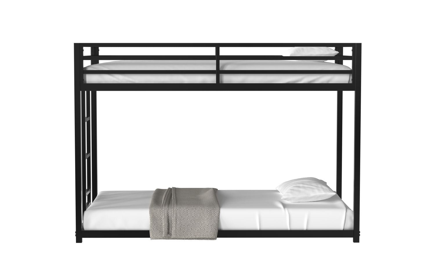 Adam Sturdy Twin over Twin Bunk Bed Metal Black for Kids and Adult, Low Profile Twin over twin bunk bed with Ladder and Guardrails, Easy Climbing, Beds for Bedroom, Same as original B083124170