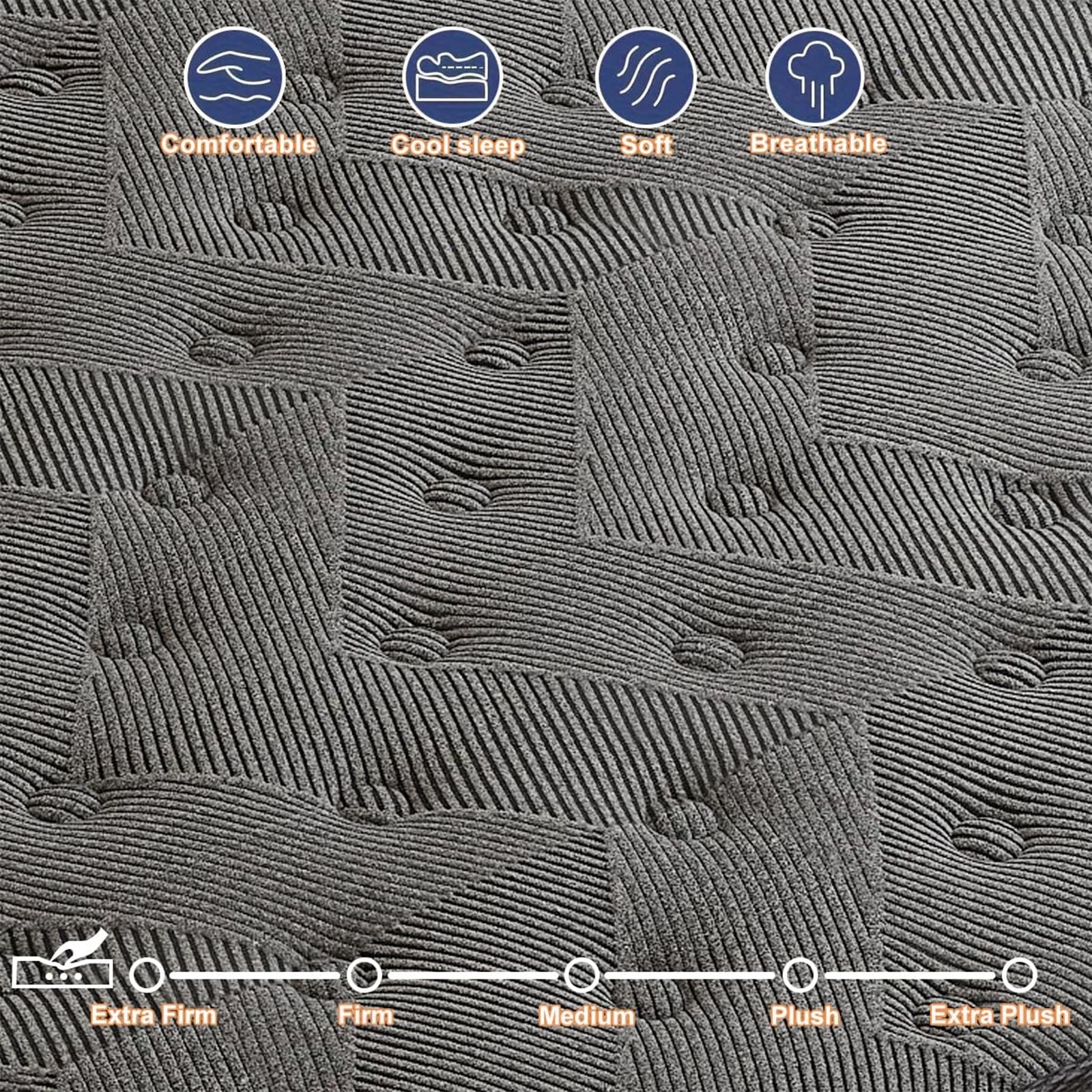 Queen Mattress, 12-Inch Hybrid in A Box | Medium Firm, Cooling Comfort & Motion Isolation, Pocketed Springs, Edge Support | CertiPUR-US Certified, Back Pain Relief | 100-Night Trial