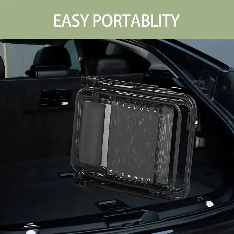 Portable Reclining Lounge Chair for Beach Camping Patio Outdoor Folding Relaxation Chair with Cup Tray and Adjustable Pillow for Poolside Garden Lawn Use