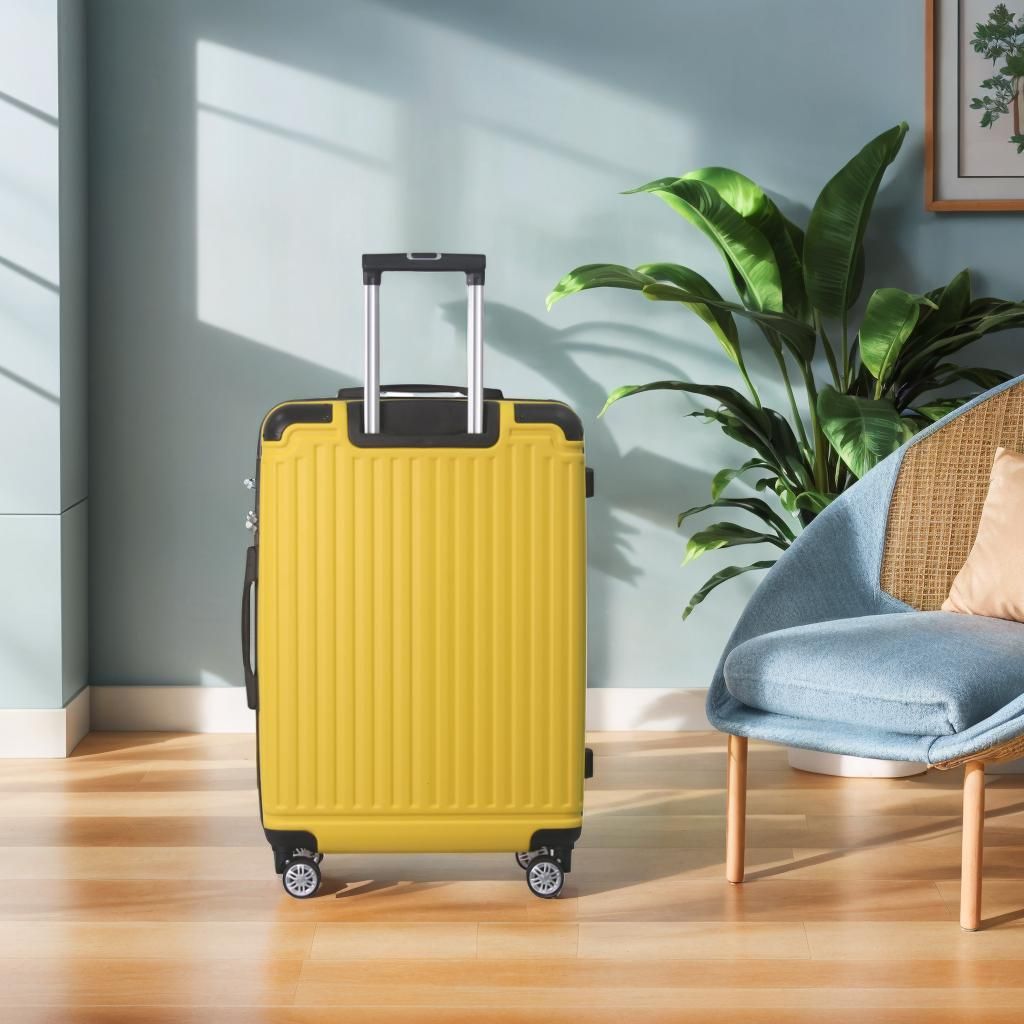 Lemon Yellow 3-Piece Premium ABS Luggage Set-20", 24", and 28" Suitcases with Multi-Position Handle, Silent Spinner Wheels, and TSA-Approved Lock-Durable, Stylish, and Spacious Travel Gear