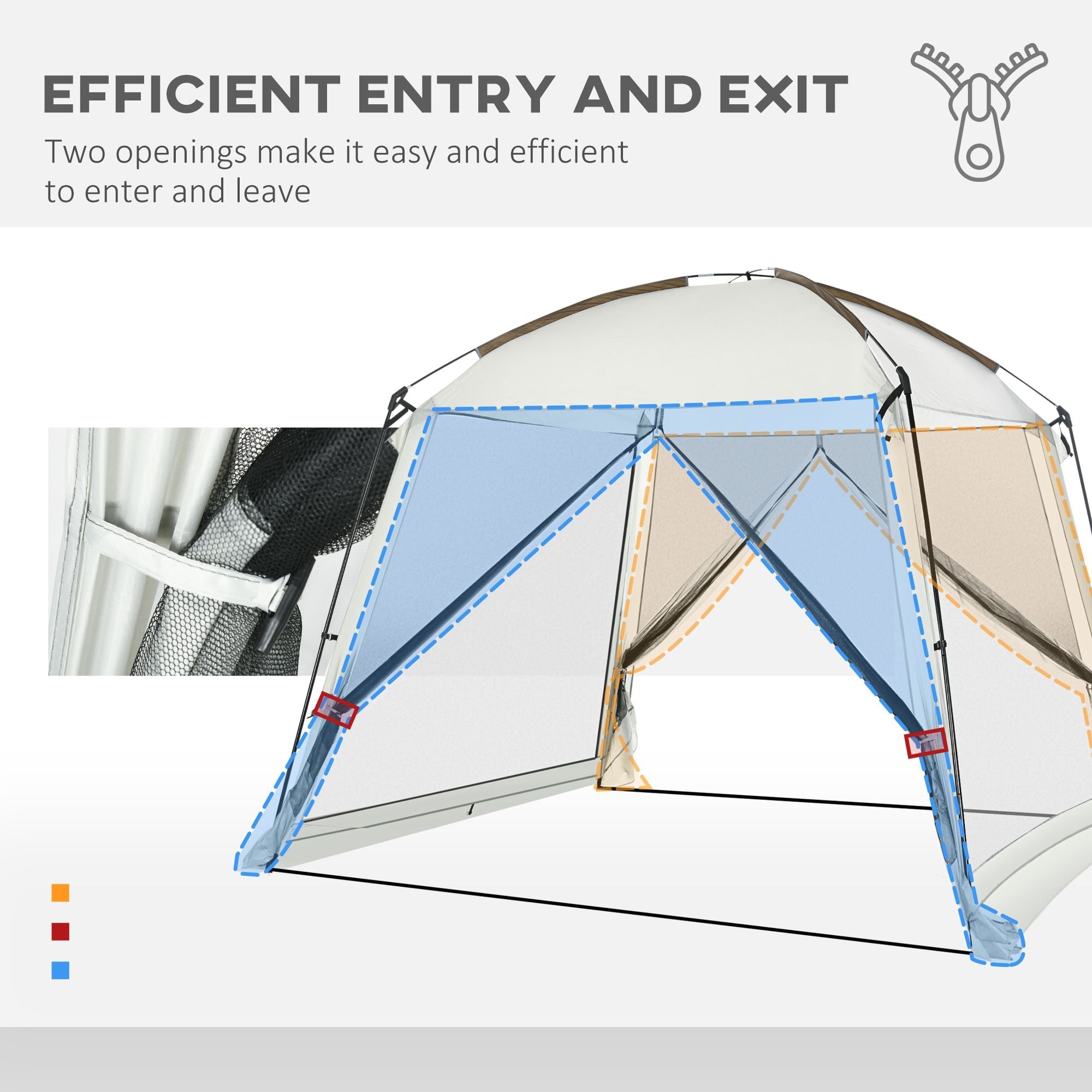 10'x10' Mesh Tent w/ 2 Doors Carry Bag and Breathable Walls, UV50+ Protection Screen House, Easy Setup and Pack, White