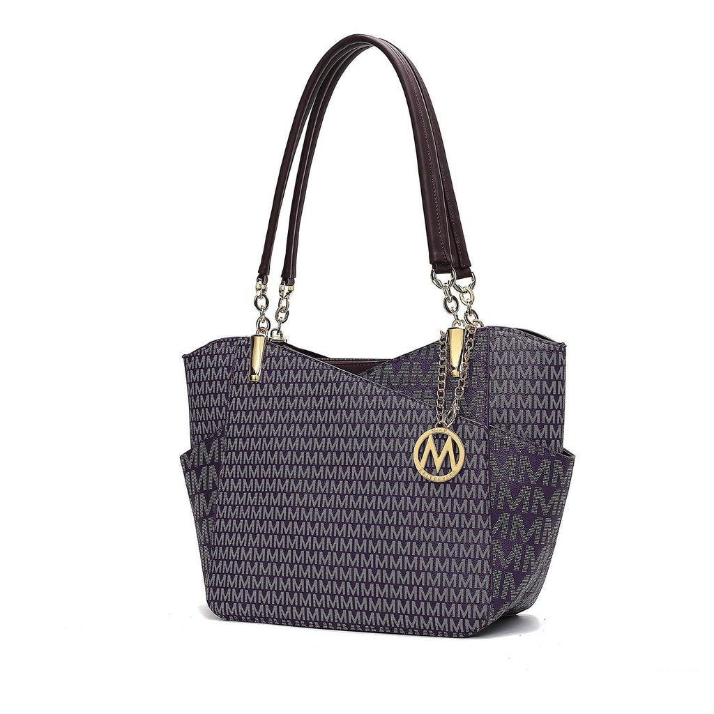 MKF Collection Jules M Logo Printed Vegan Leather Women Tote Bag by Mia k