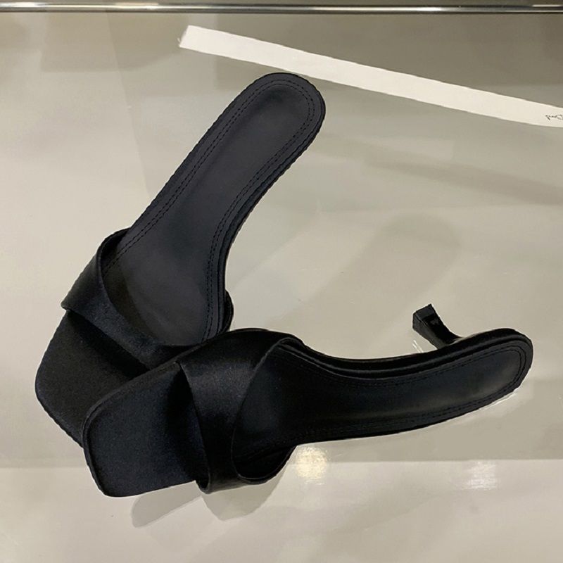 Eilyken Summer Fashion Open Toe Silk Women Slipper Slip On Elegant Thin Low Heel Dress Ladies Slides Shoes Zapatillas De Mujer