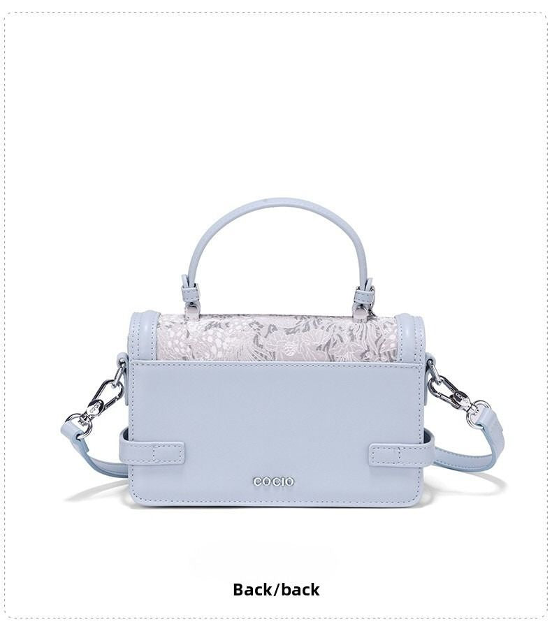 New embroidery handheld small square bag female ins hundred fashion lock buckle single shoulder crossbody bag