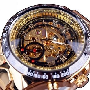 Gentleman's Style Men's Fashion Casual Skeleton Triangle Automatic Mechanical Watch